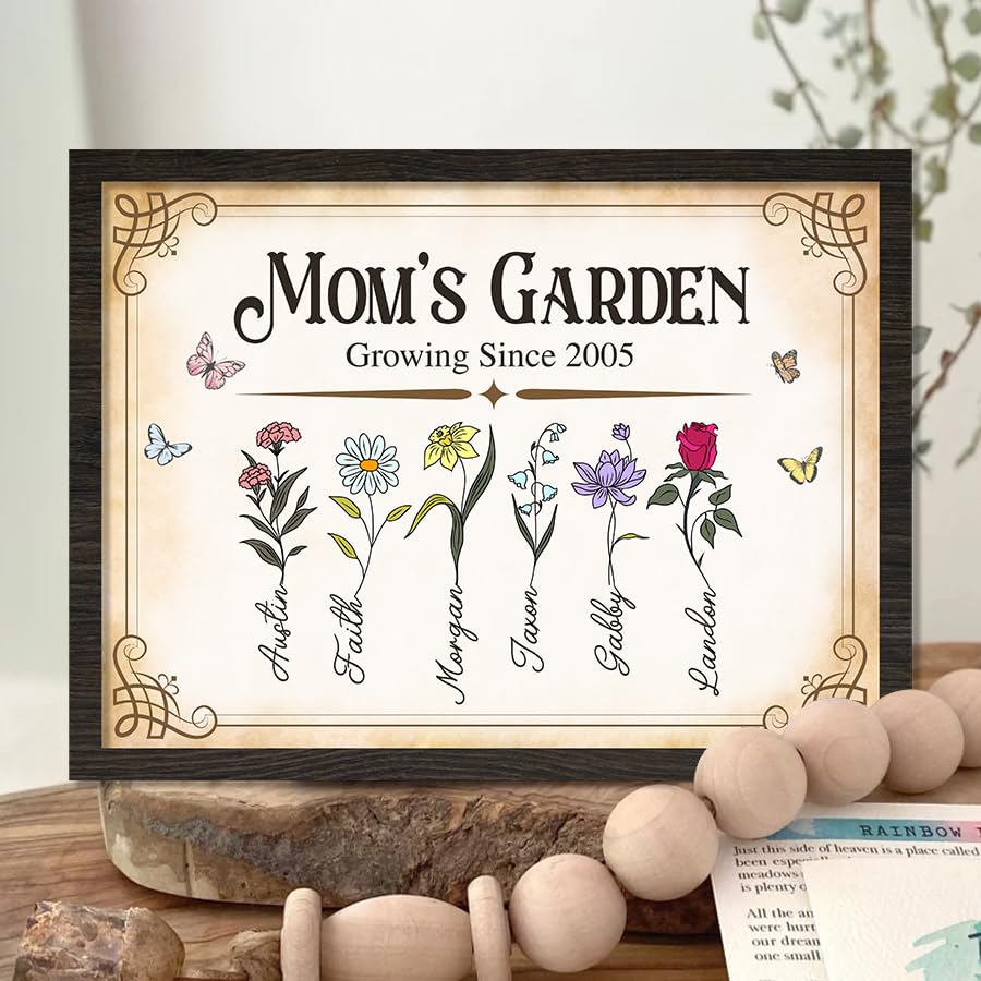 Amazon.com: Custom Mom's Garden Wood Plaque, Birth Month Flower